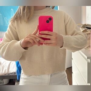 Dynamite Cream Knit Crewneck Sweater